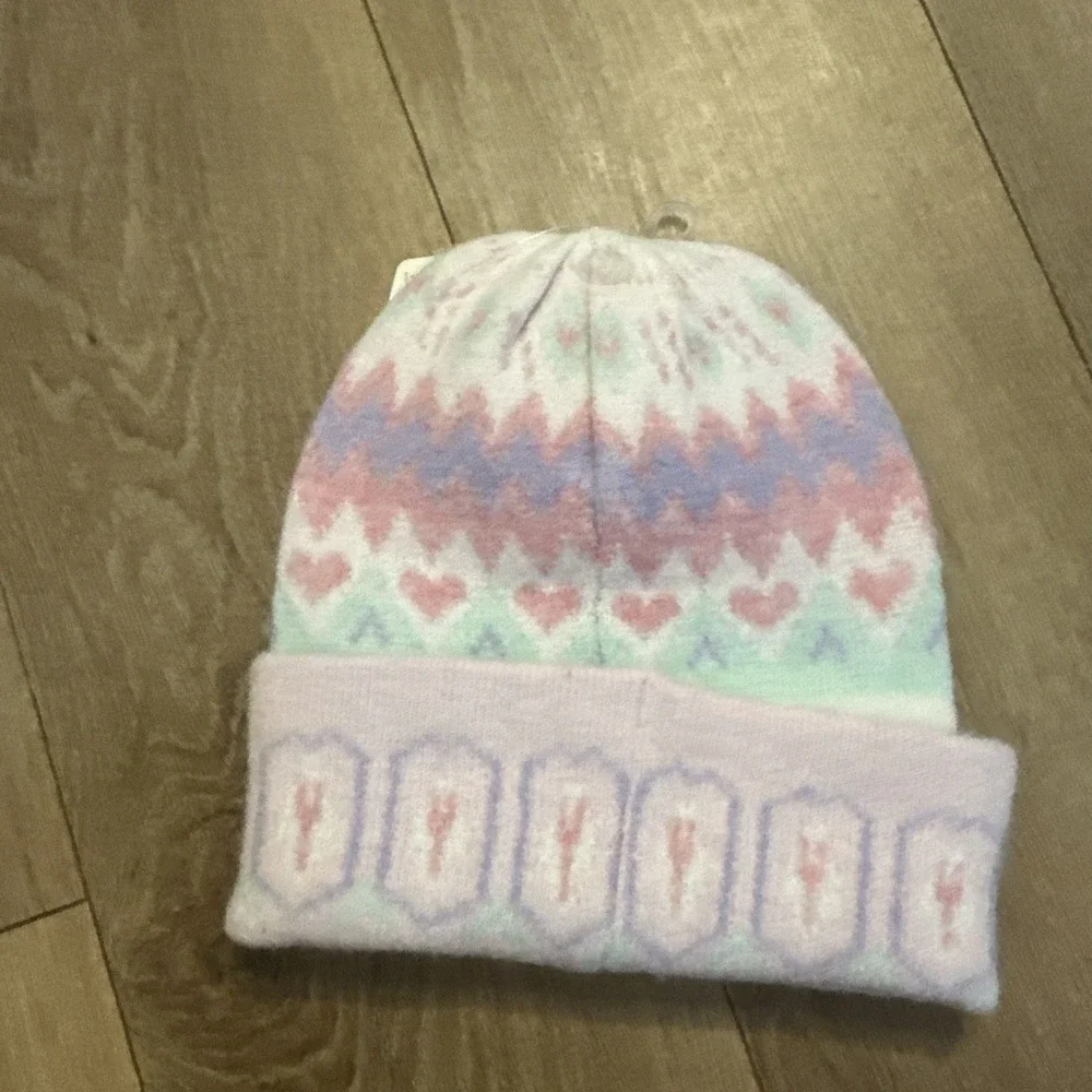 Layer 8 Women's Fair Isle Knit‎ Beanie Pink OSFM Wool Blend Skiing NEW